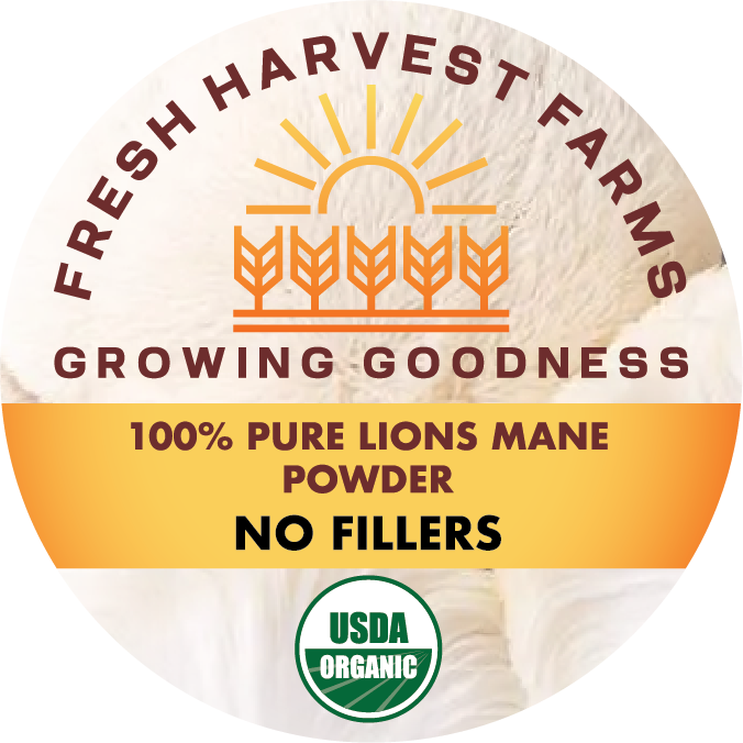 Lions Mane mushroom jar label lid