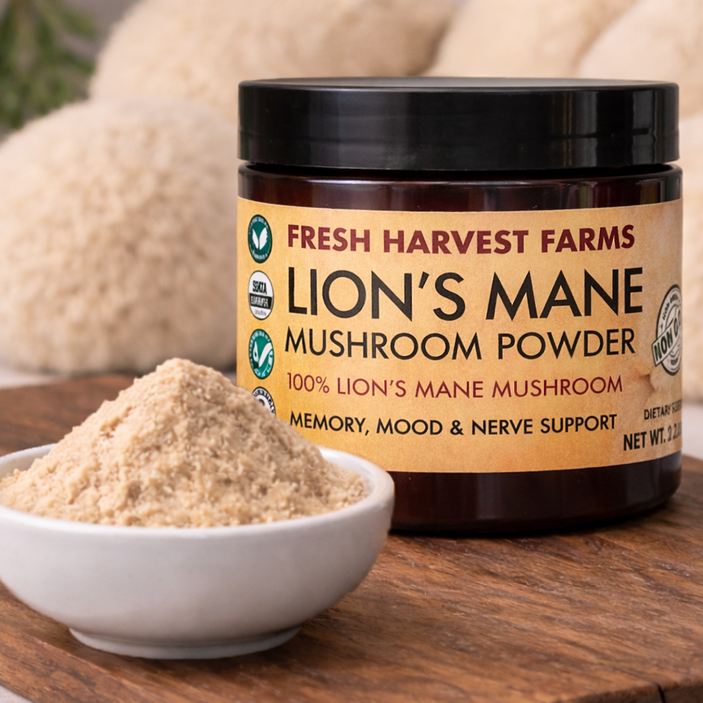 lions mane mushroom powder jar
