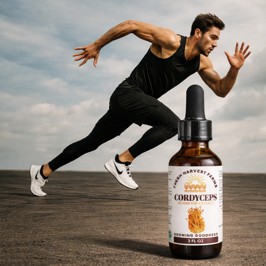 man sprinting with cordyceps extract